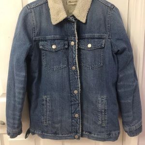 Madewell Oversized Denim Jean Jacket Sherpa-Lined Trucker Womens XSmall
